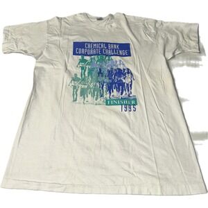 Vintage 90s Chemical Bank Corporate Challenge Finisher White‎ T-Shirt XL
